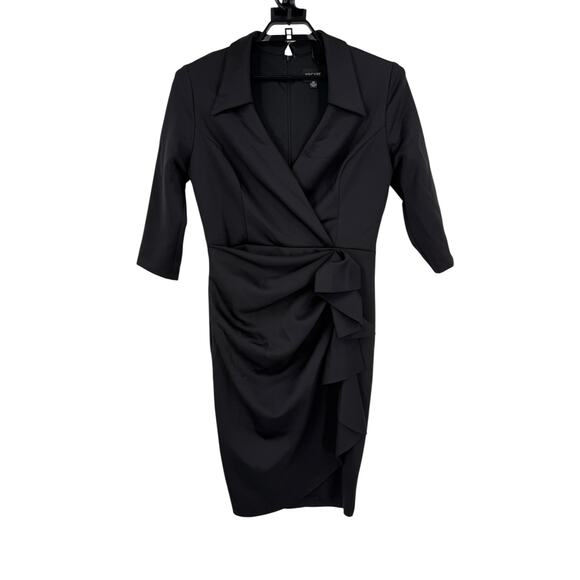 Xscape Ruffled ruched midi black size 16 - Picture 2 of 7